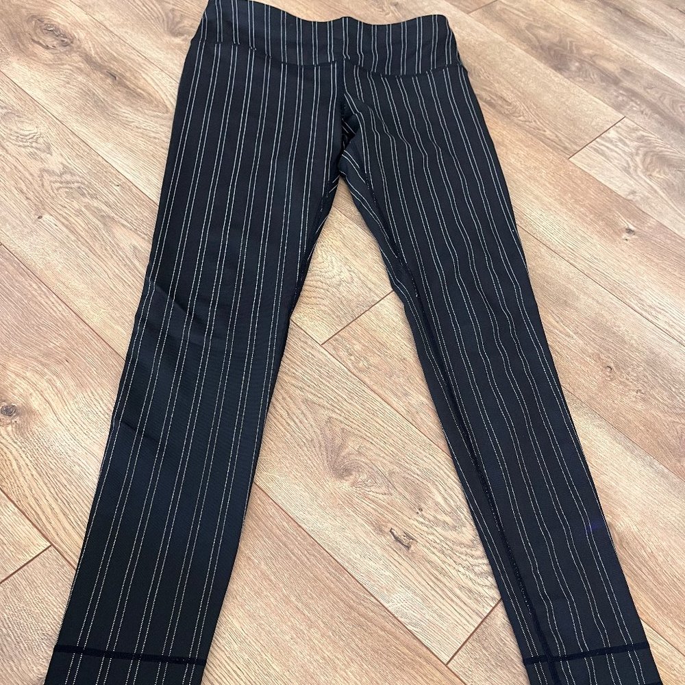 MPG, small, black with white pin stripe